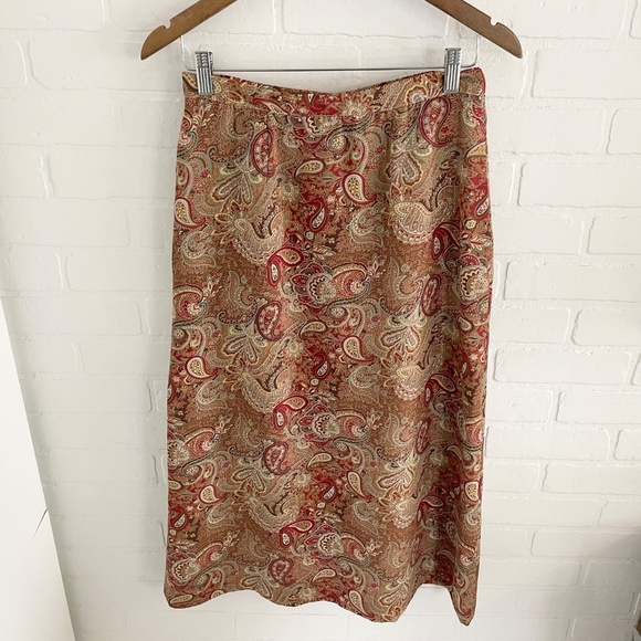 Vintage handmade Midi skirt Paisley print Boho Folk Hippie Gypsy Whimsy L - Picture 4 of 8